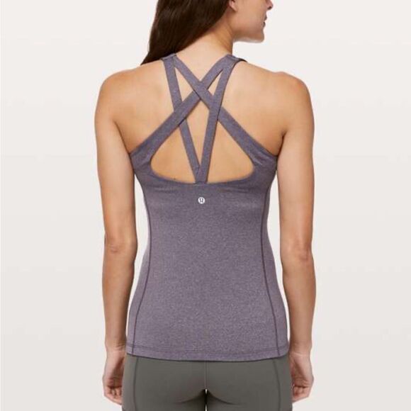 Lululemon Cross it Off built in bra tank 4 purple Heather - Picture 1 of 4